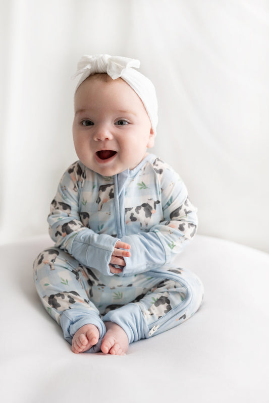 Moo-d for Cuddles 🐄 | Bamboo Zip Suit